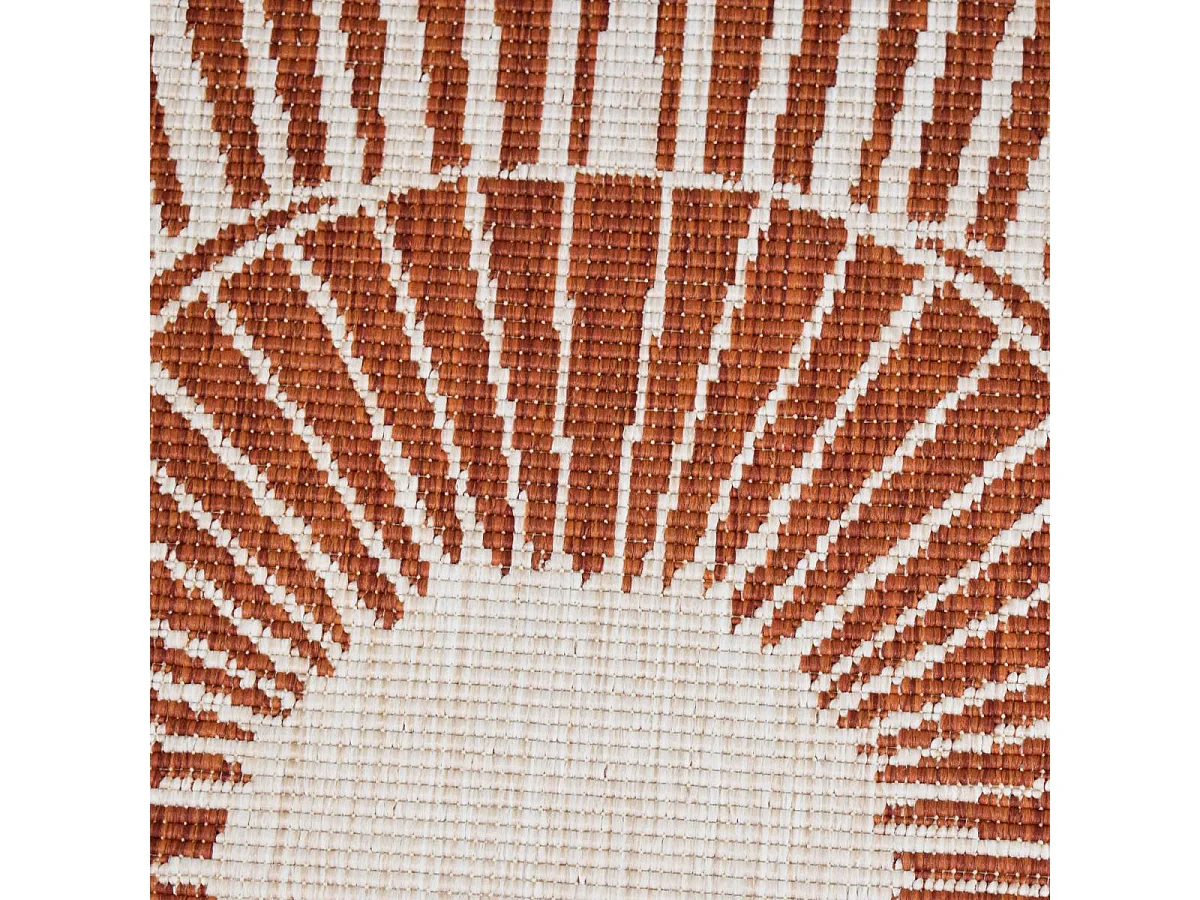 Tapis rond d'extérieur, kilim reversible Ø240cm LYN2 B ROND REVERSIBLE orange et crème