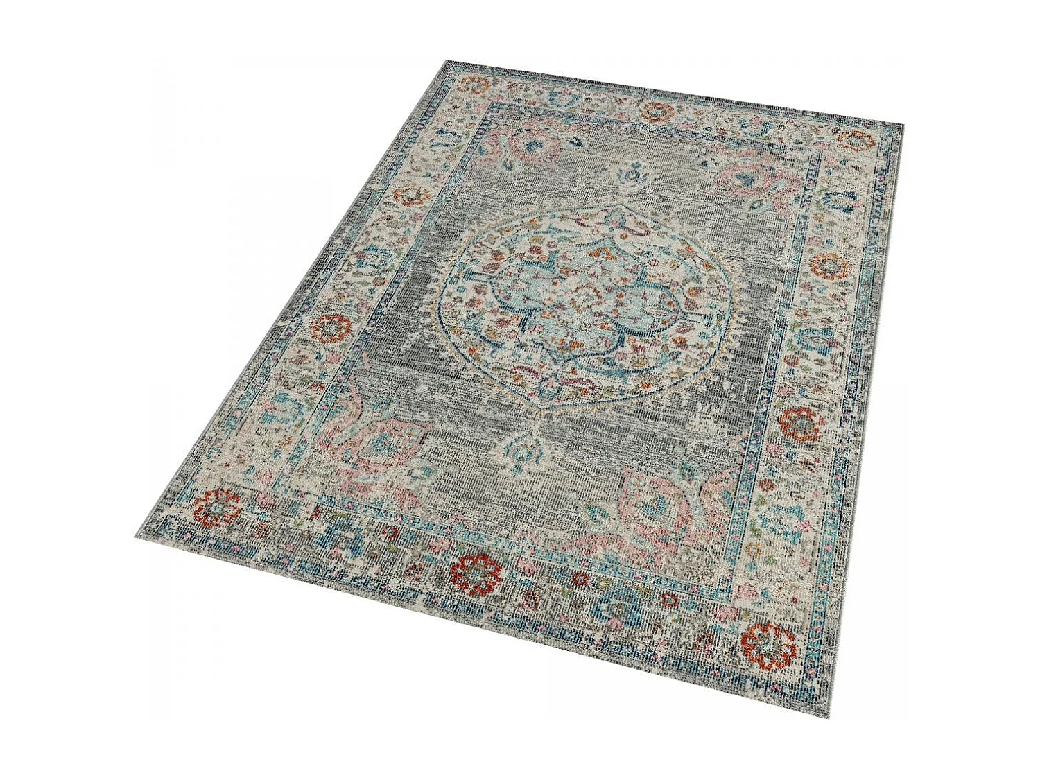 Tapis extérieur 140x200 tissé kilim gris eT Aleu SALOUT A