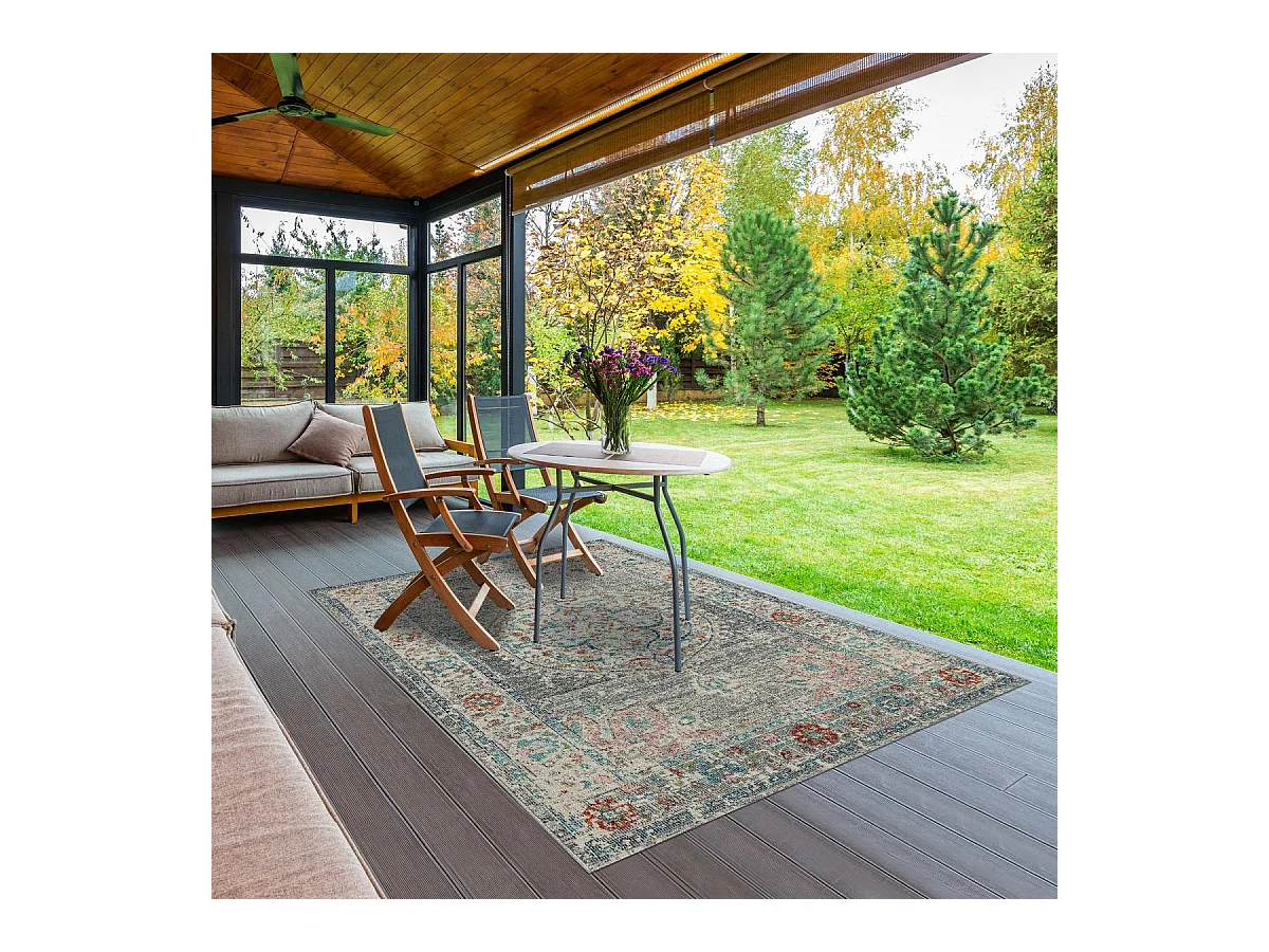 Tapis extérieur 160x230 tissé kilim gris eT Aleu SALOUT A