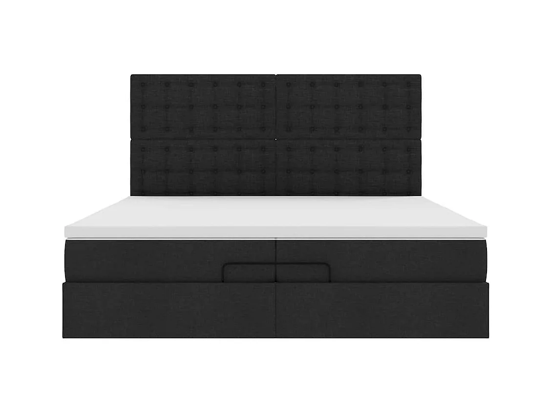 Cadre de lit ottoman avec matelas noir 200x200cm tissu