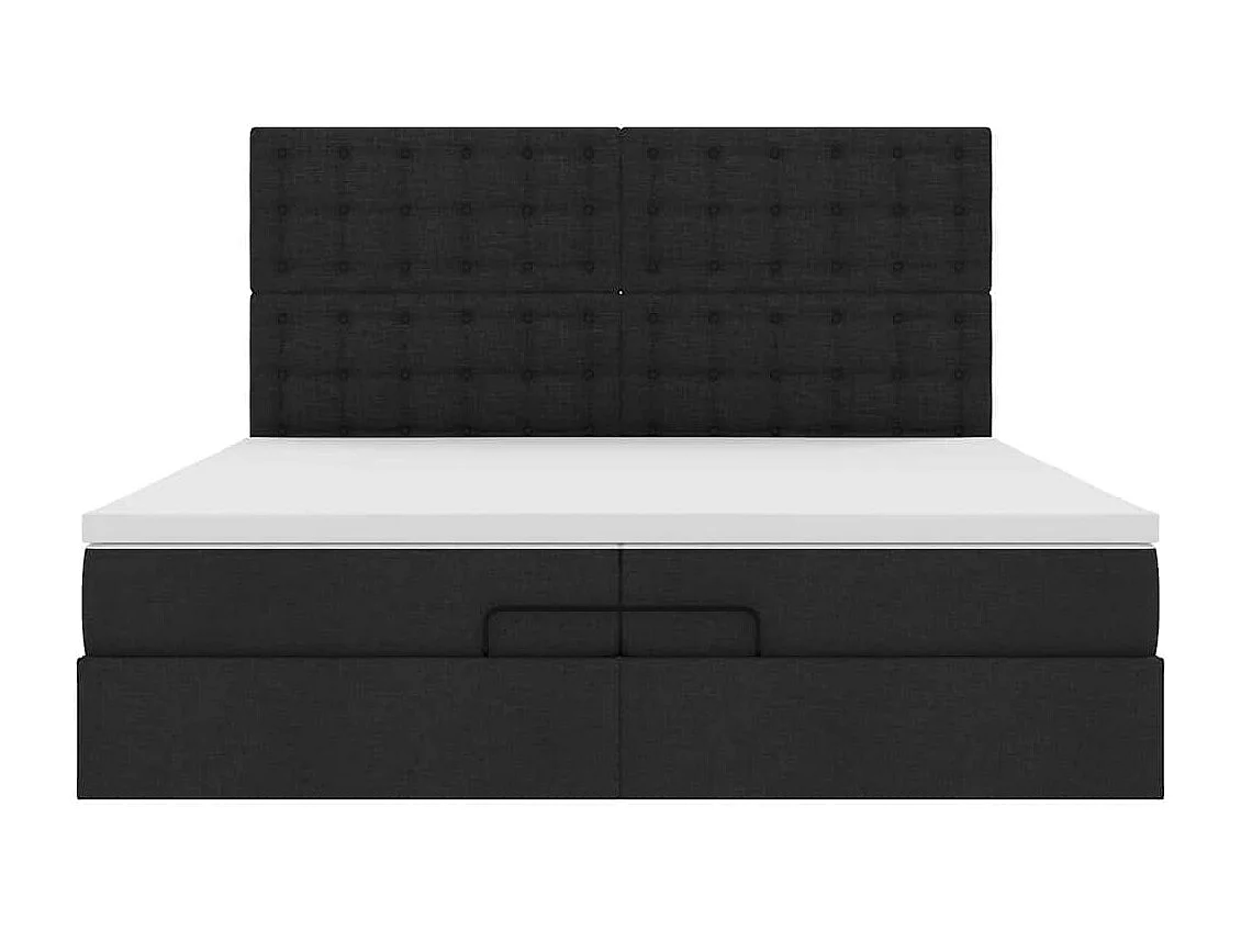 Cadre de lit ottoman avec matelas noir 200x200cm tissu