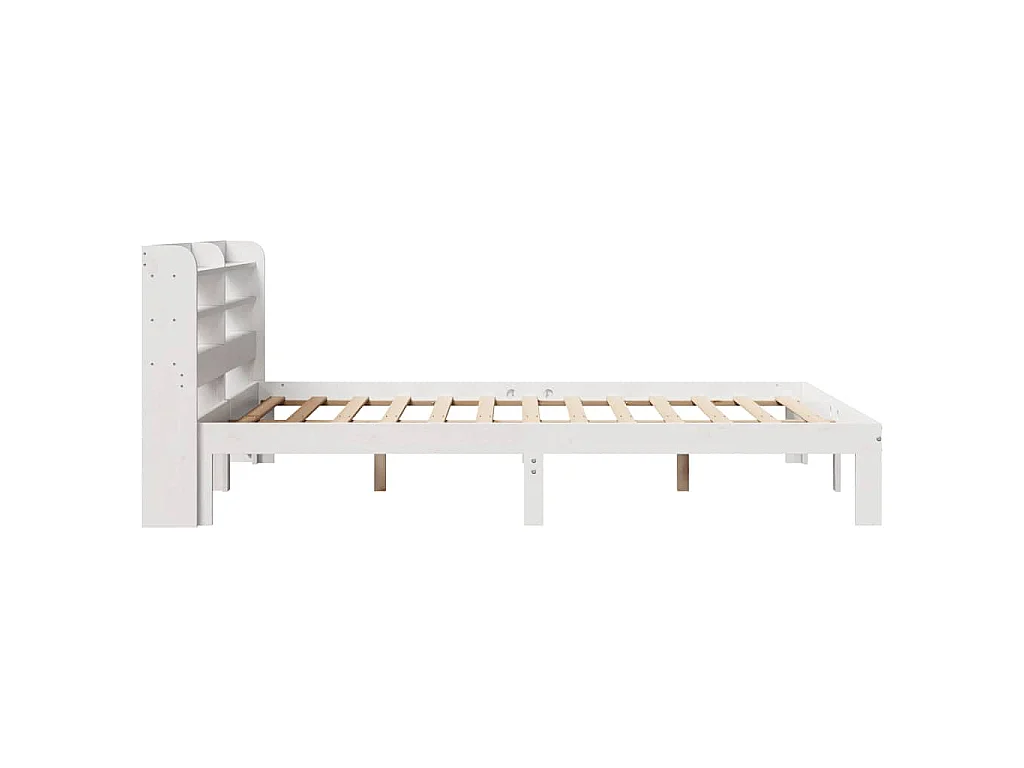 Bedframe met hoofdbord massief grenenhout wit 150x200 cm