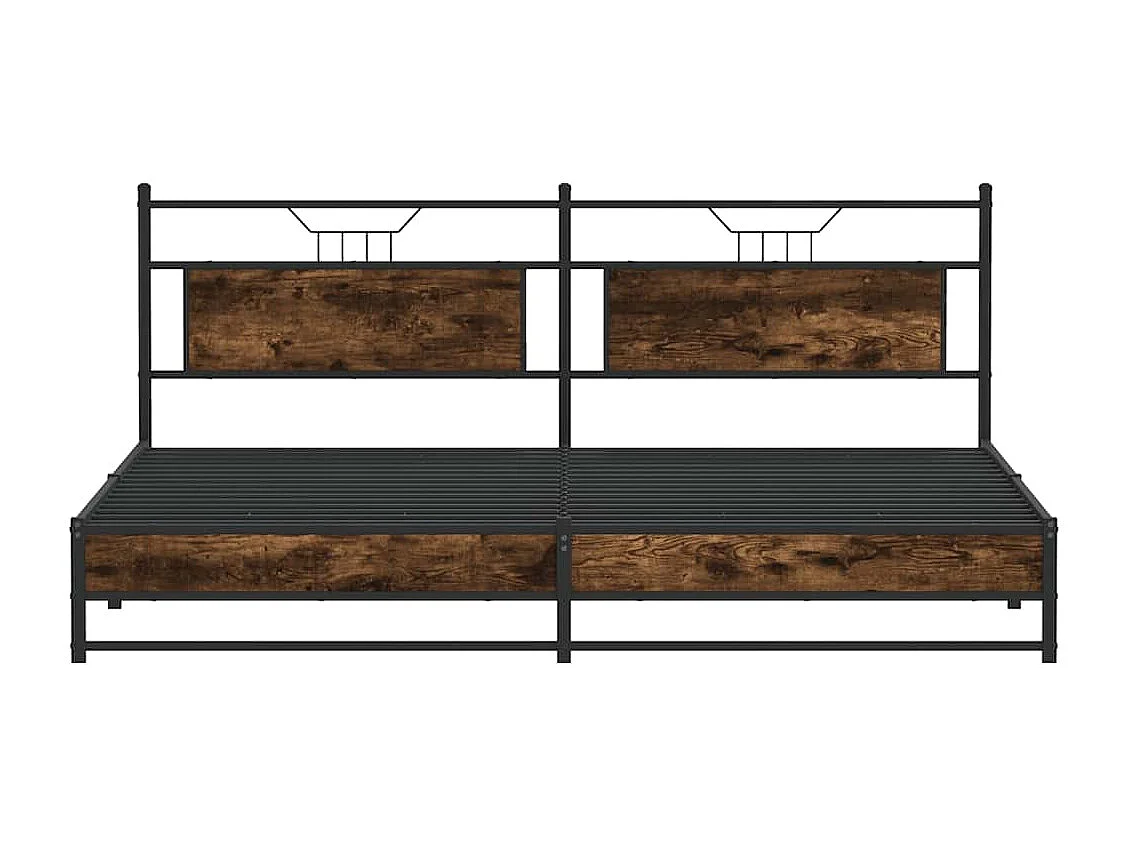 Cadre de lit en métal sans matelas chêne fumé 193x201 cm
