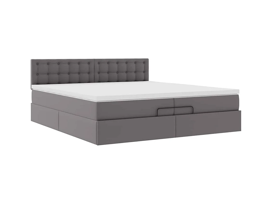 Cadre de lit ottoman avec matelas gris 200x200 cm similicuir