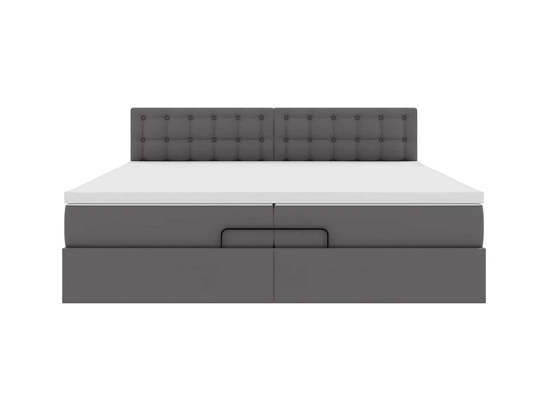 Cadre de lit ottoman avec matelas gris 200x200 cm similicuir
