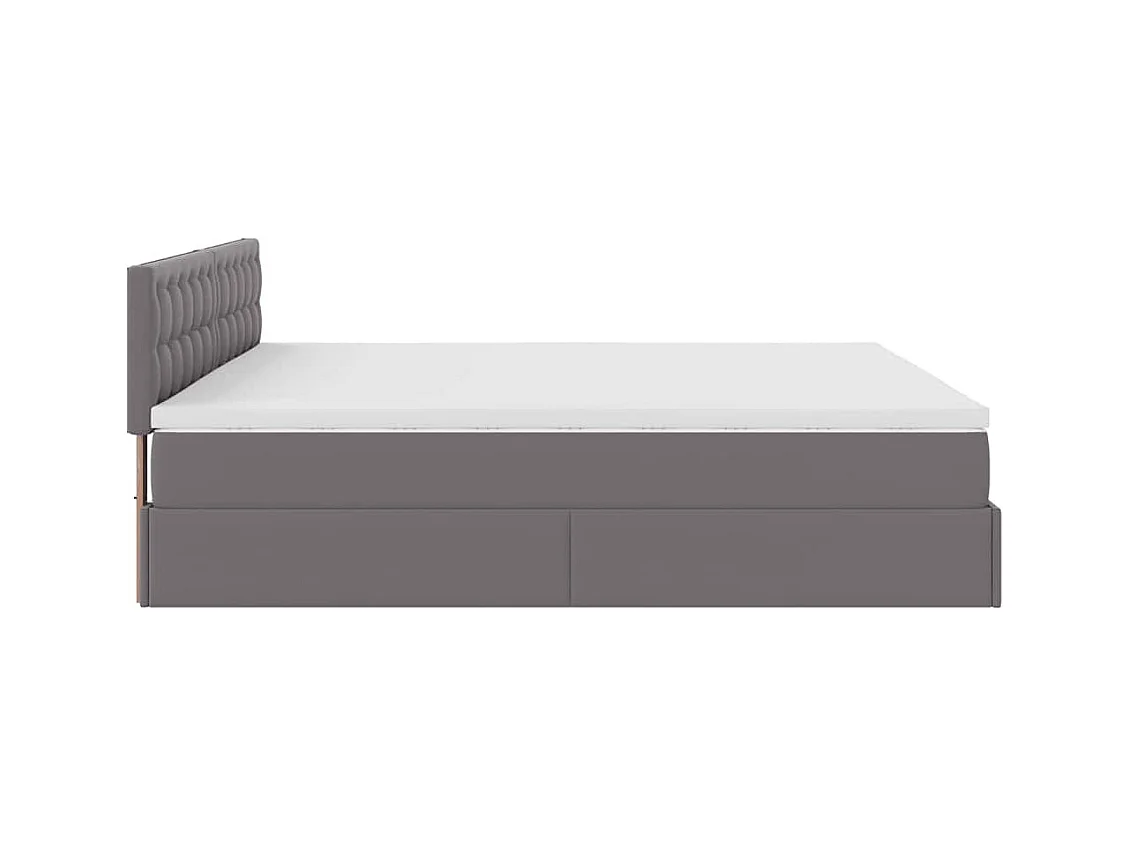 Cadre de lit ottoman avec matelas gris 200x200 cm similicuir