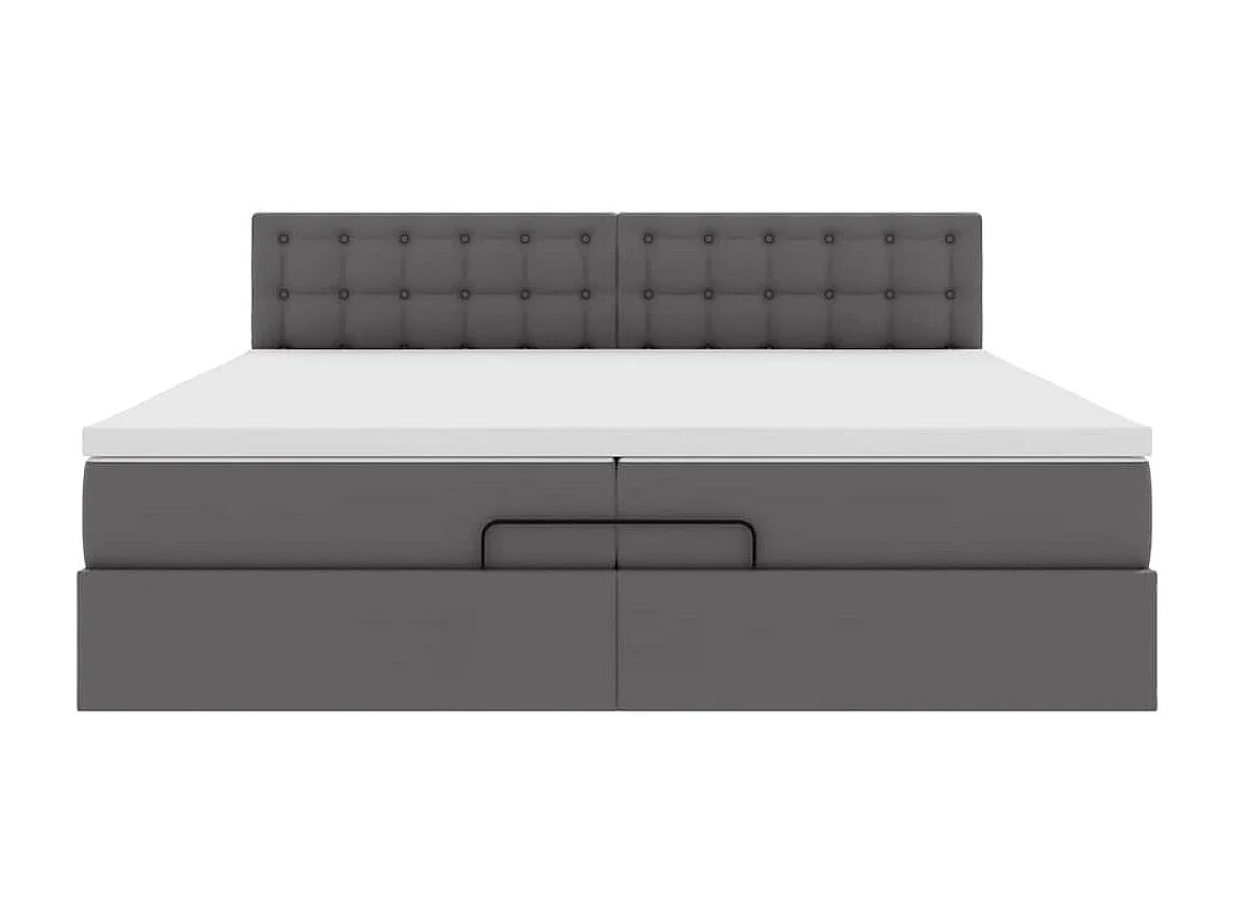 Ottoman-Bett mit Matratzen Grau 200x200 cm Kunstleder
