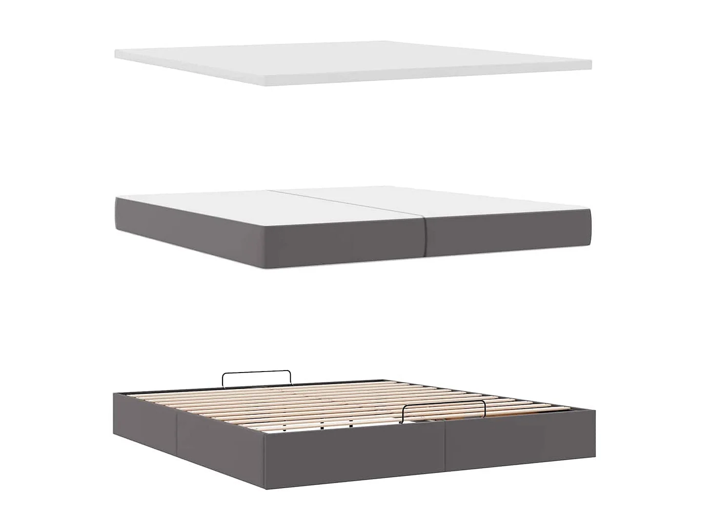 Ottoman-Bett mit Matratzen Grau 200x200 cm Kunstleder