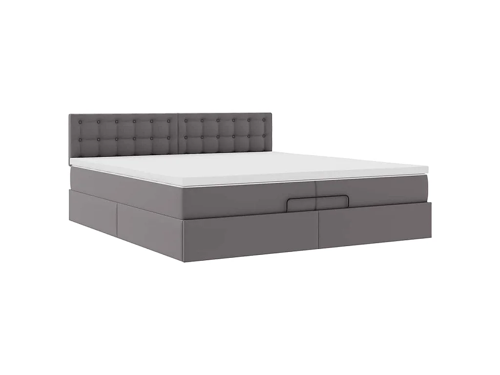 Cadre de lit ottoman avec matelas gris 200x200 cm similicuir
