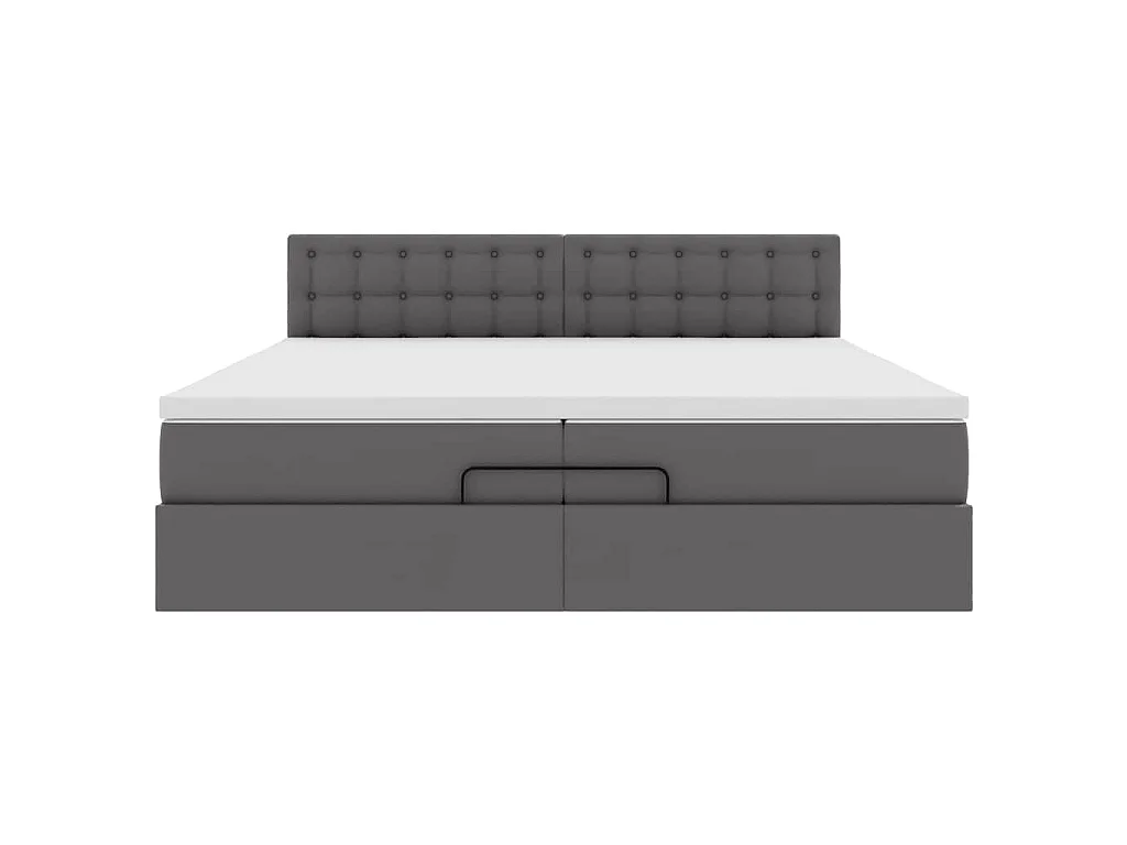 Cadre de lit ottoman avec matelas gris 200x200 cm similicuir