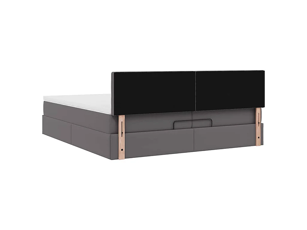 Cadre de lit ottoman avec matelas gris 200x200 cm similicuir
