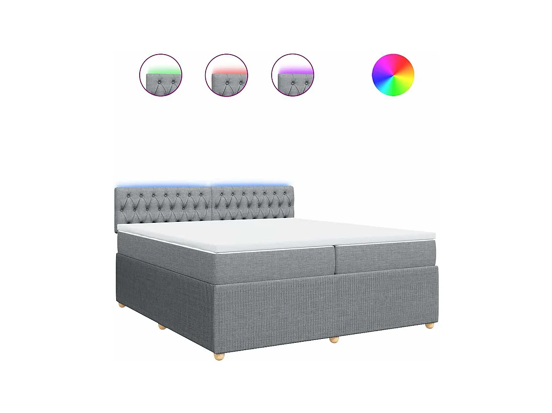 Boxspringbett mit Matratze Hellgrau 200x200 cm Stoff