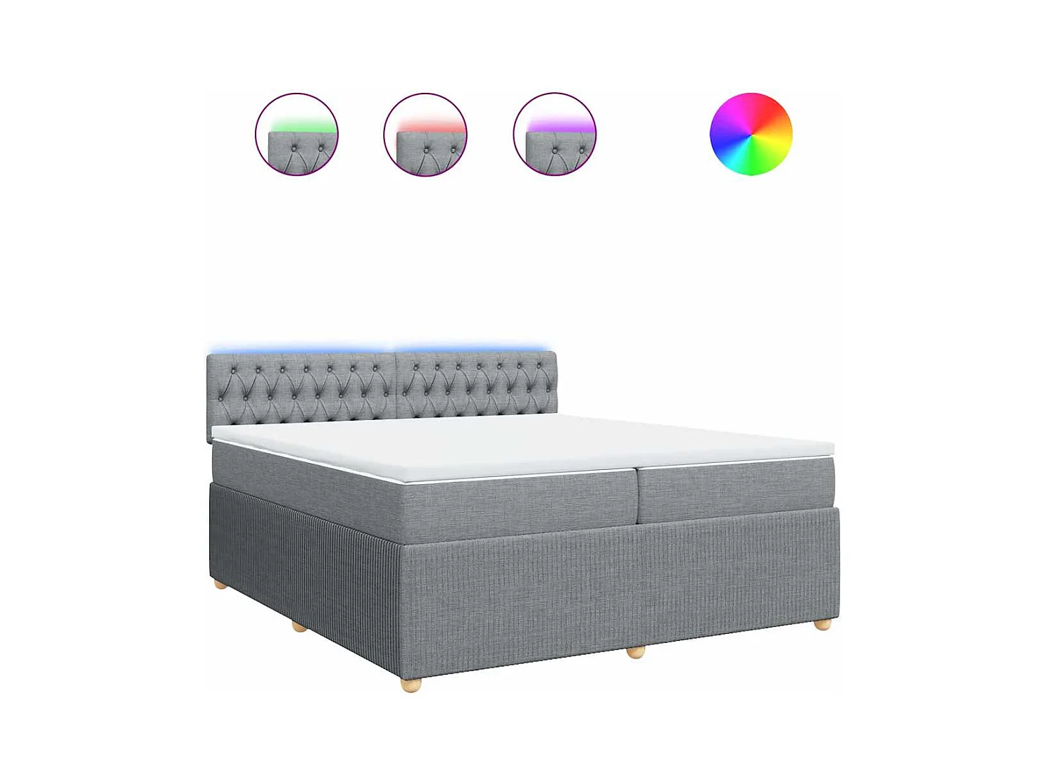 Boxspringbett mit Matratze Hellgrau 200x200 cm Stoff