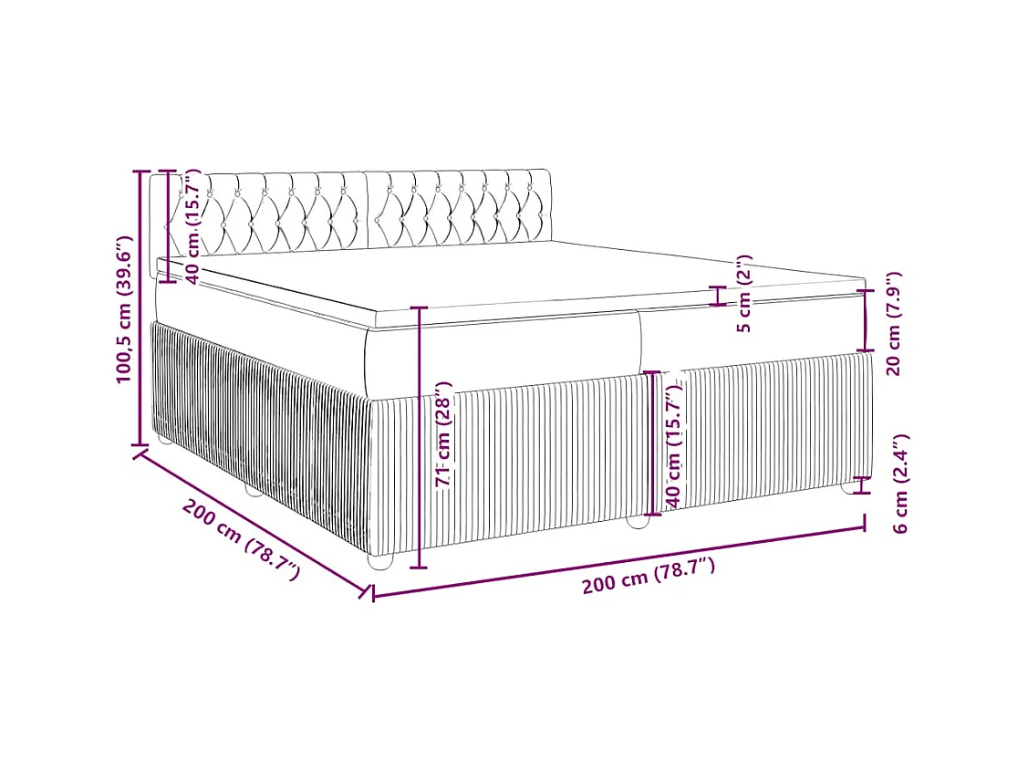 Boxspringbett mit Matratze Hellgrau 200x200 cm Stoff