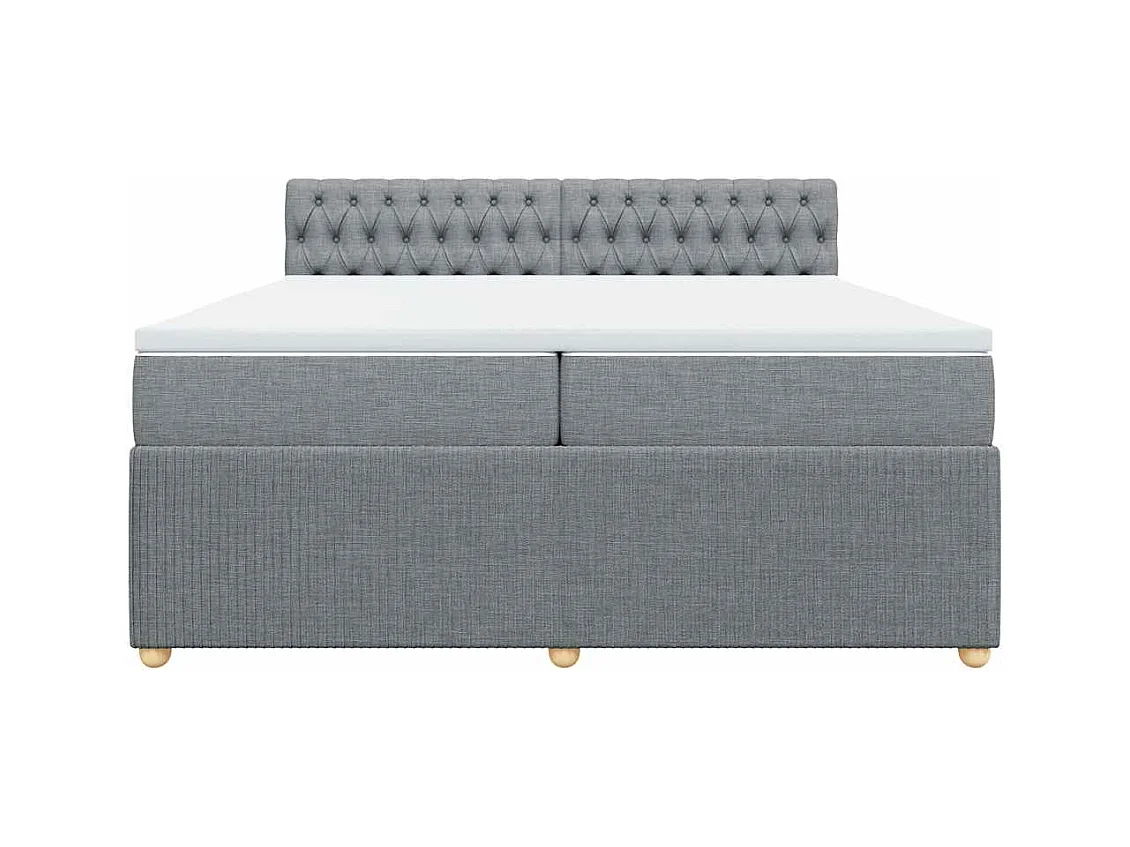 Boxspringbett mit Matratze Hellgrau 200x200 cm Stoff