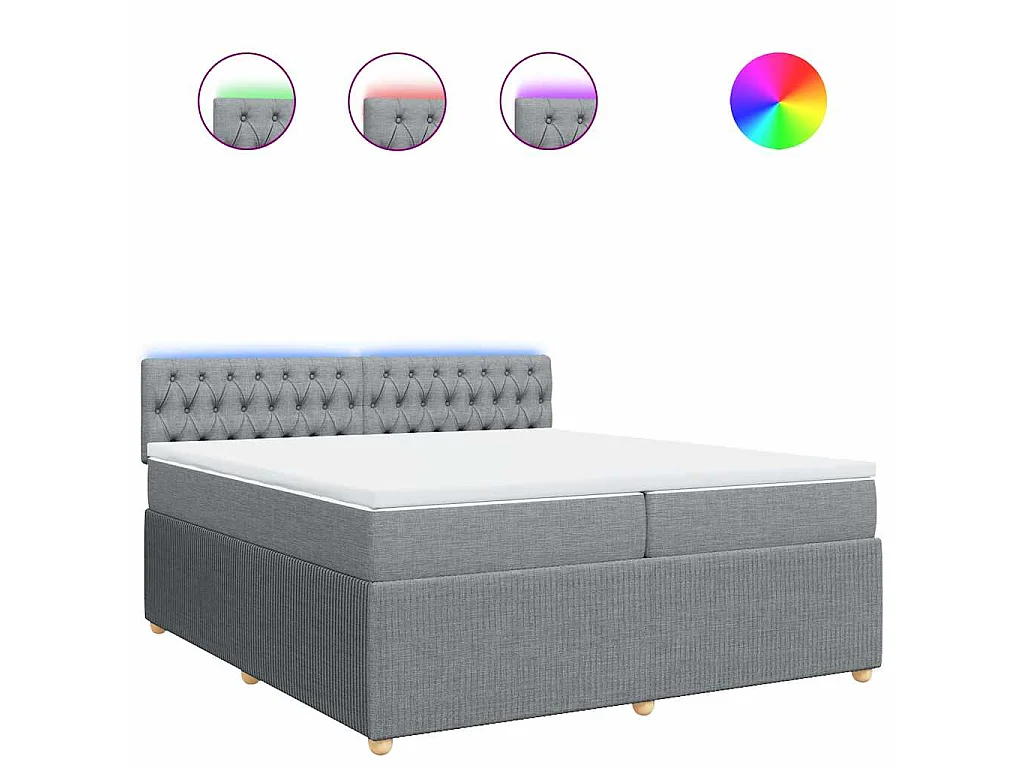 Sommier à lattes de lit avec matelas Gris clair 200x200cm Tissu