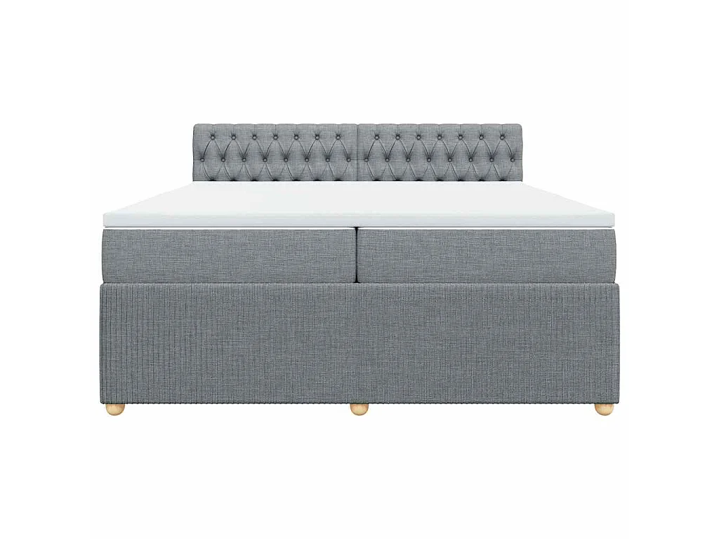 Sommier à lattes de lit avec matelas Gris clair 200x200cm Tissu