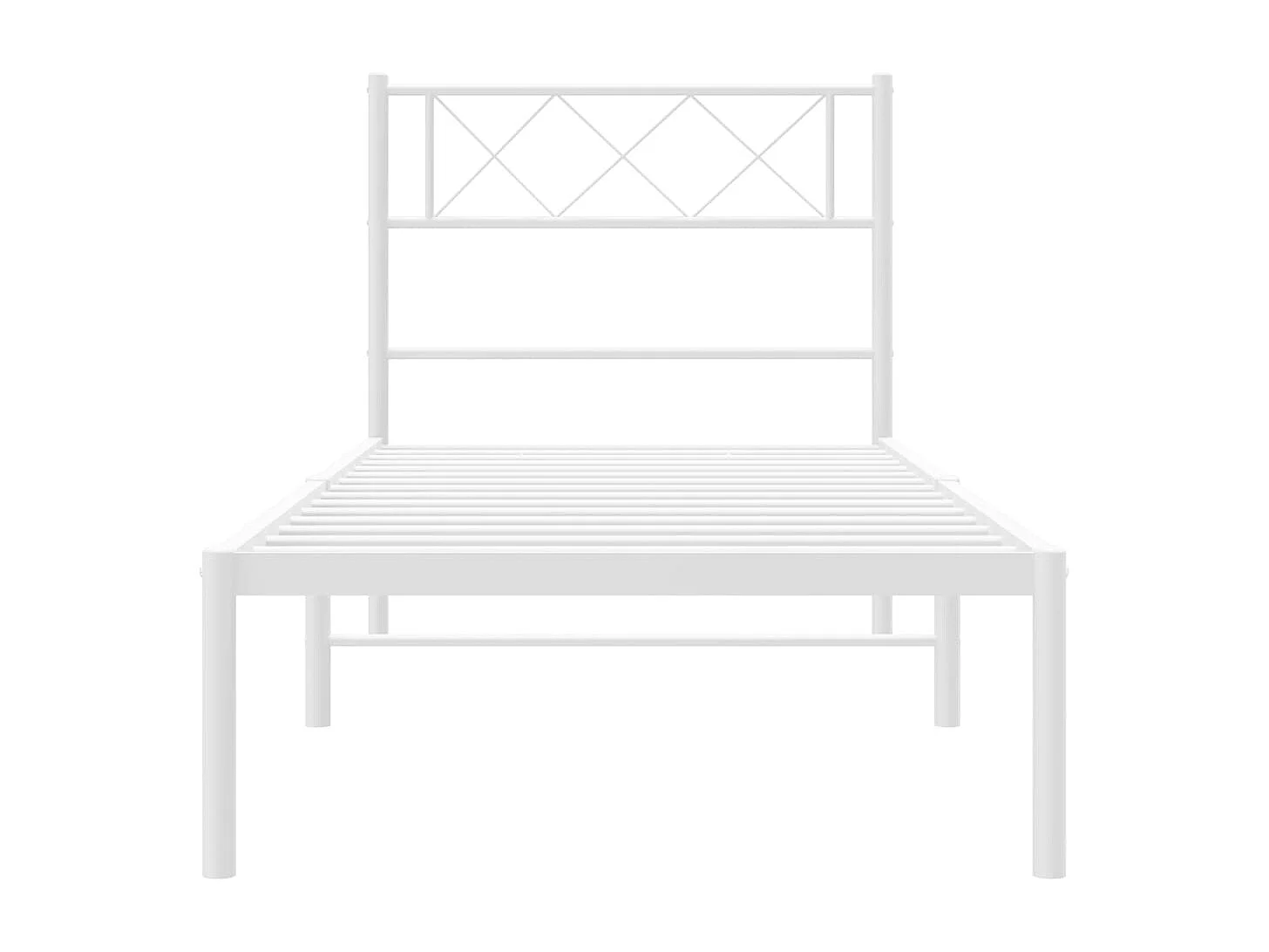 Cadre de lit métal sans matelas et tête de lit blanc 107x203 cm