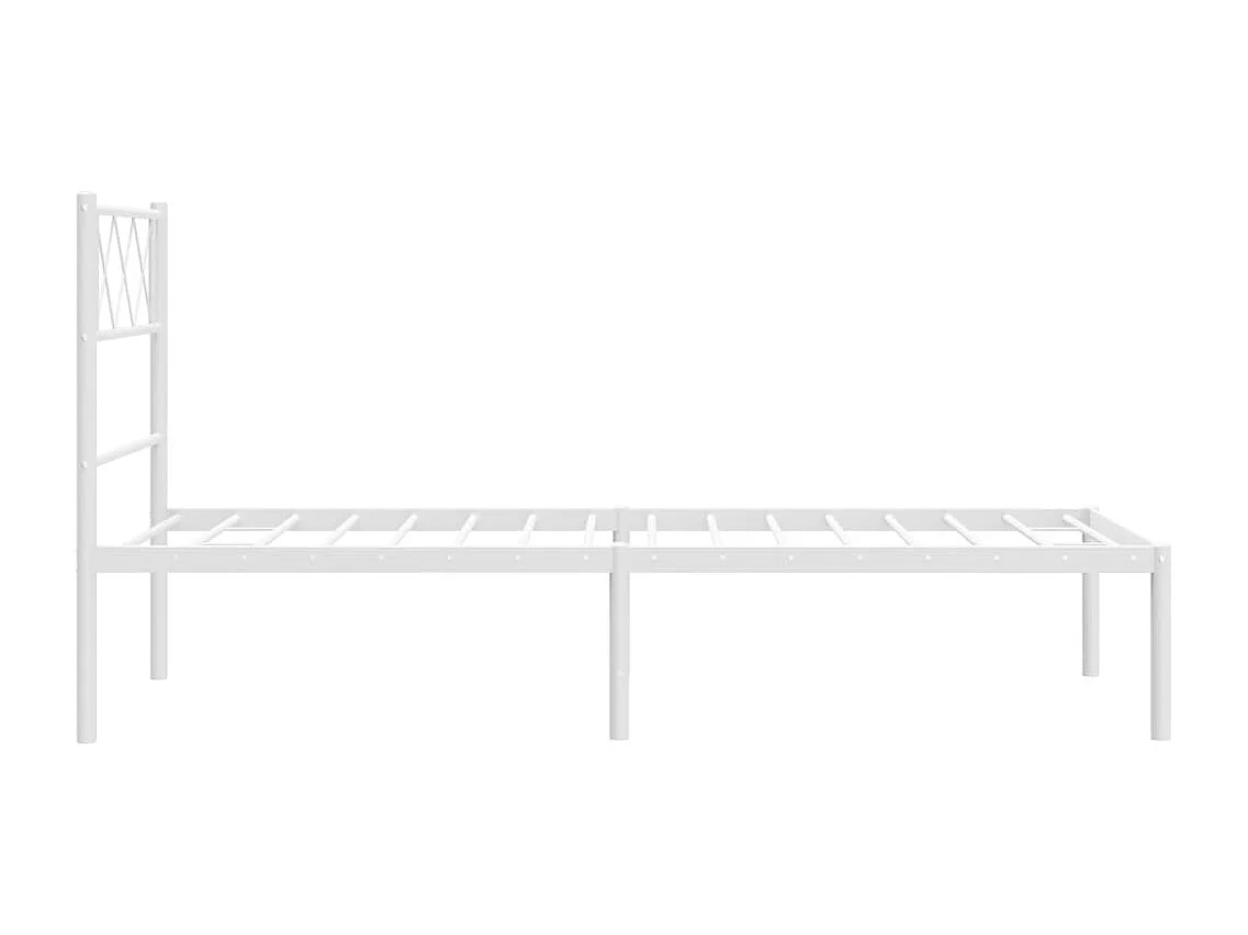 Cadre de lit métal sans matelas et tête de lit blanc 107x203 cm