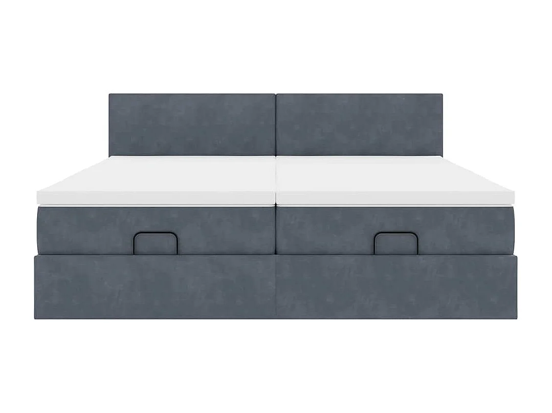 Cadre de lit ottoman avec matelas gris foncé 200x200 cm velours