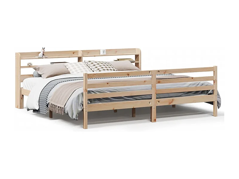 Bedframe met hoofdbord massief grenenhout 200x200 cm