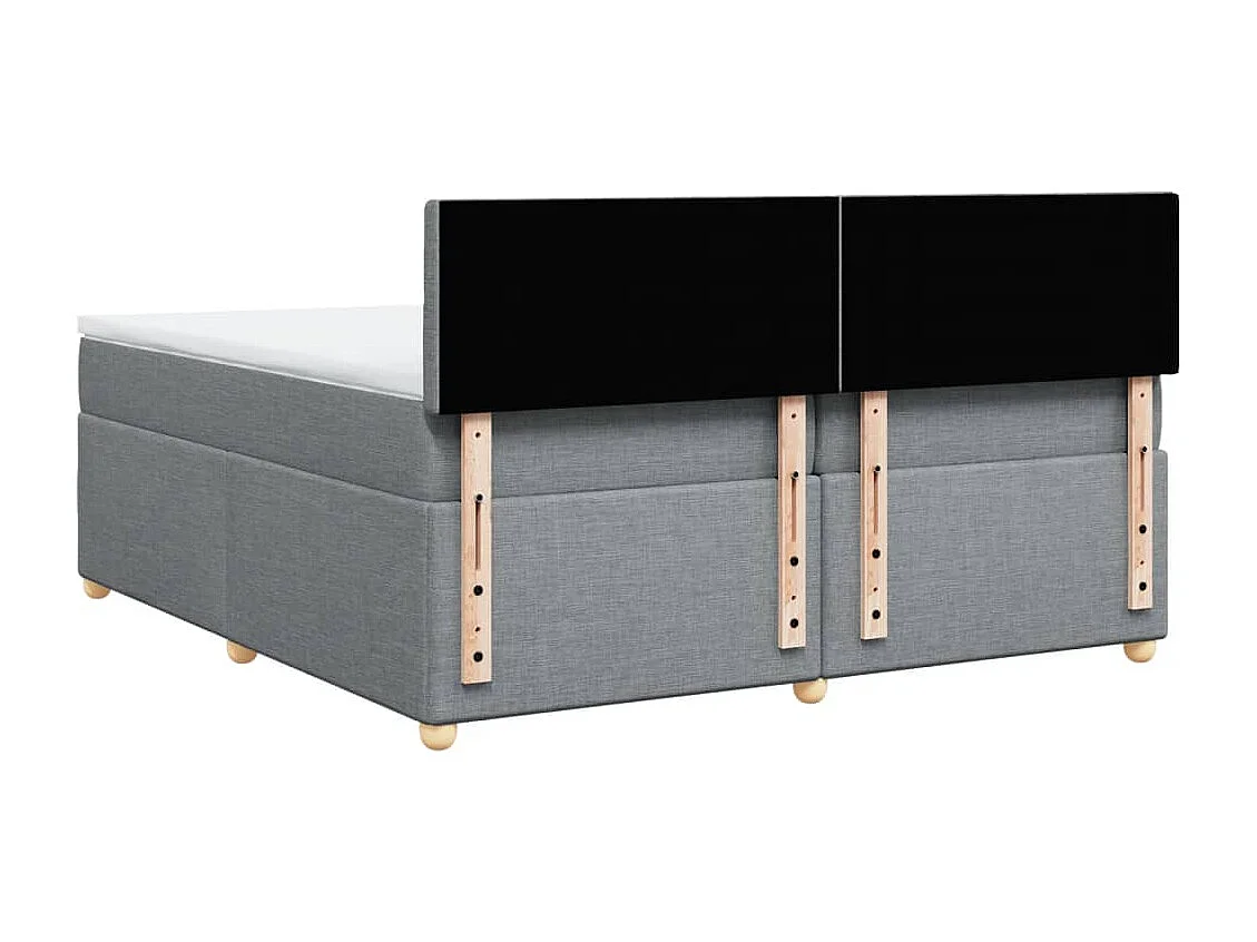 Cama box spring con colchón tela gris claro 200x200 cm