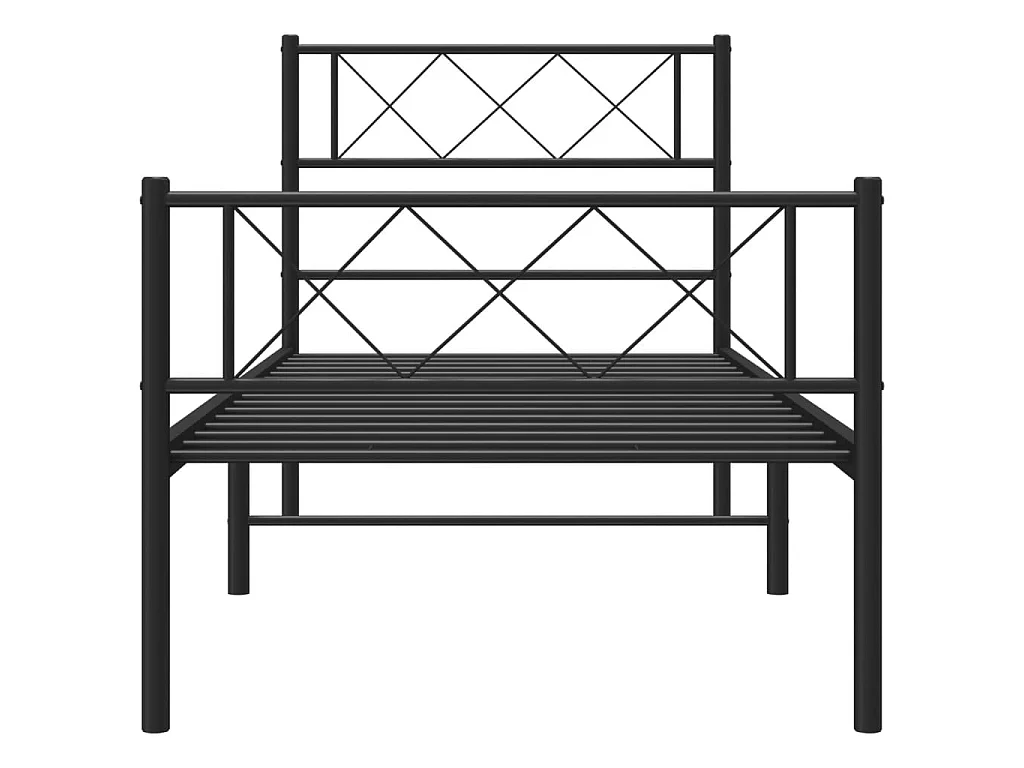Cadre de lit métal sans matelas avec pied de lit noir 107x203cm