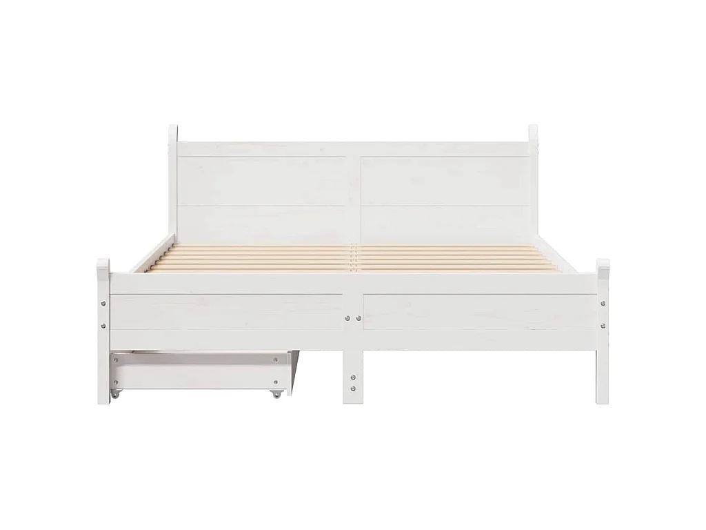 Cama sem colchão 150x200 cm madeira de pinho maciça branco