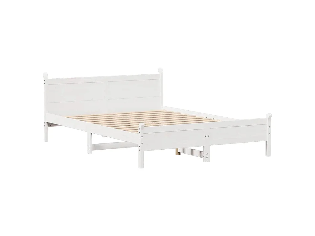 Cama sem colchão 150x200 cm madeira de pinho maciça branco