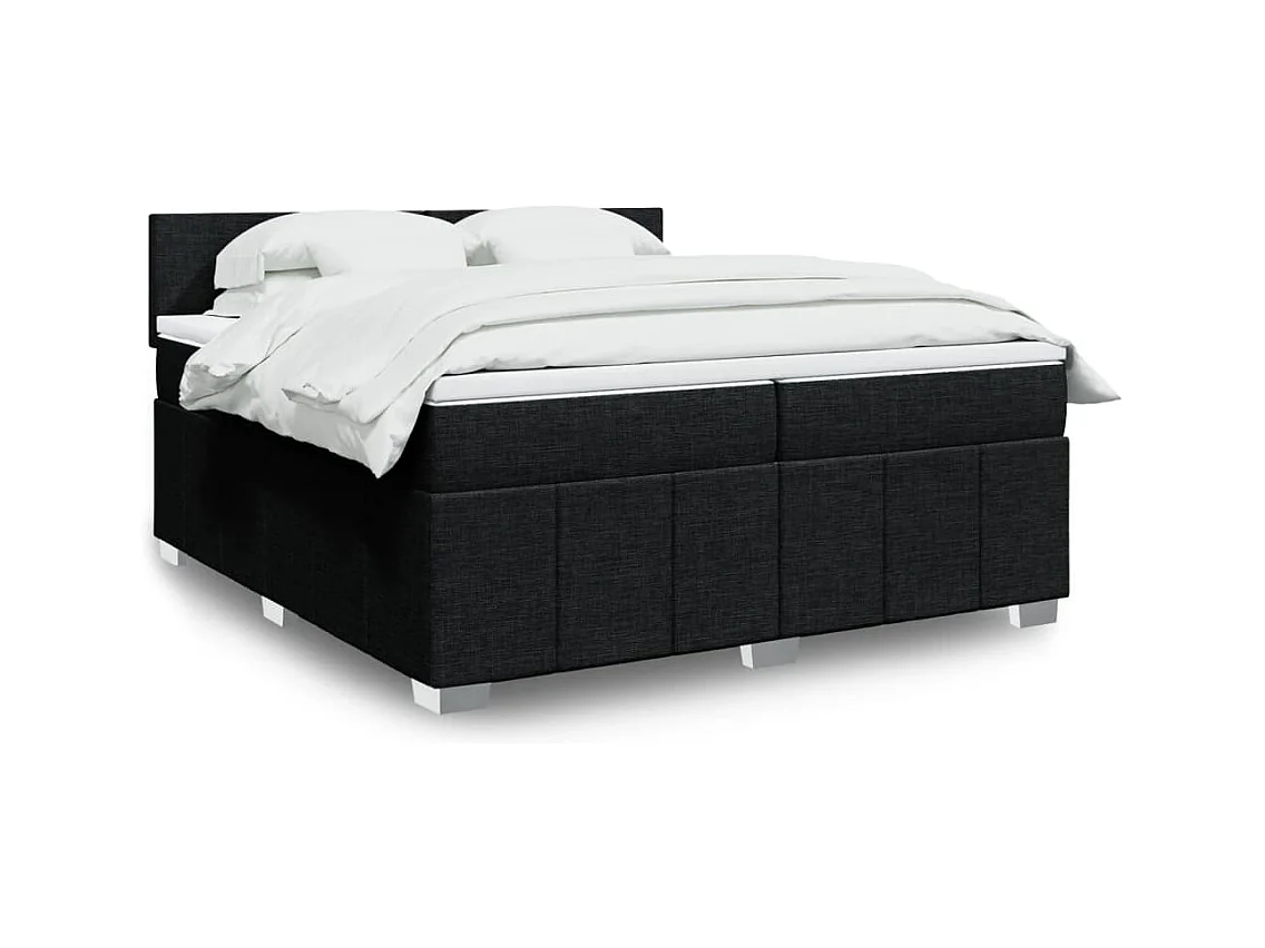 Sommier à lattes de lit avec matelas Noir 200x200 cm Tissu