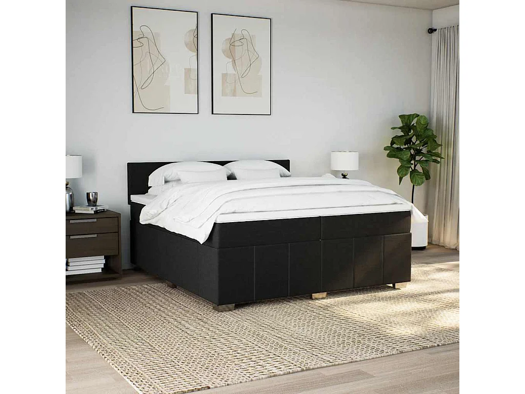 Boxspringbett mit Matratze Schwarz 200x200 cm Stoff