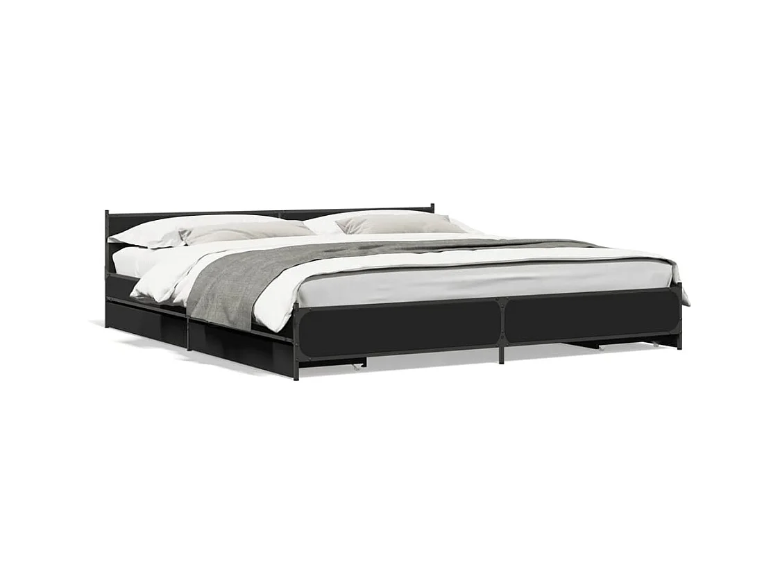 Bettgestell mit Schubladen Schwarz 200x200 cm Holzwerkstoff