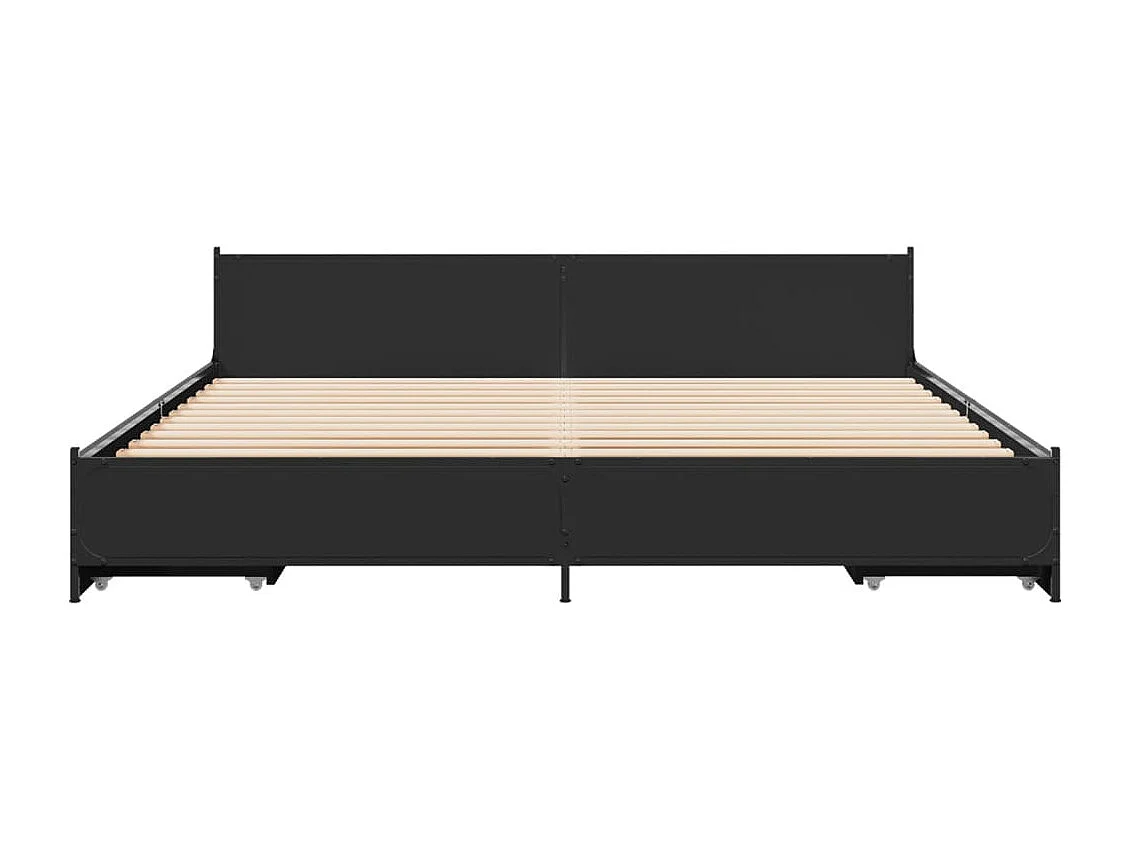 Bettgestell mit Schubladen Schwarz 200x200 cm Holzwerkstoff