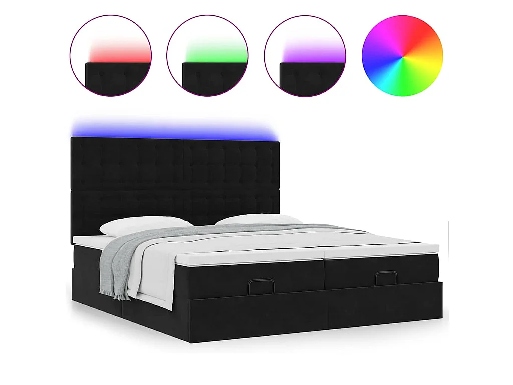 Ottoman bed met matrassen en LED's 200x200cm fluweel zwart