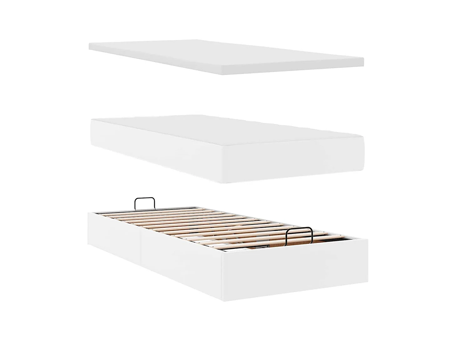 Ottoman-Bett mit Matratzen Weiß 200x200 cm Kunstleder