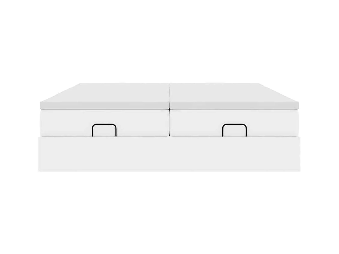 Struttura Letto Pouf con Materassi Bianco 200x200 cm Similpelle