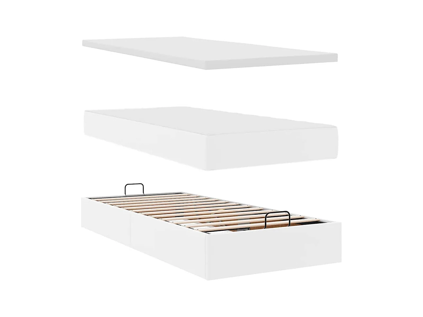 Struttura Letto Pouf con Materassi Bianco 200x200 cm Similpelle