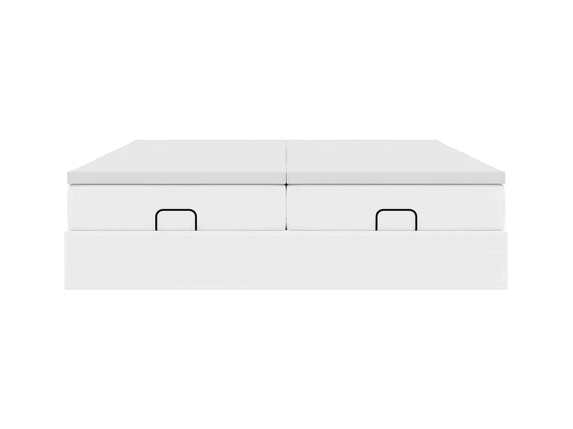 Struttura Letto Pouf con Materassi Bianco 200x200 cm Similpelle