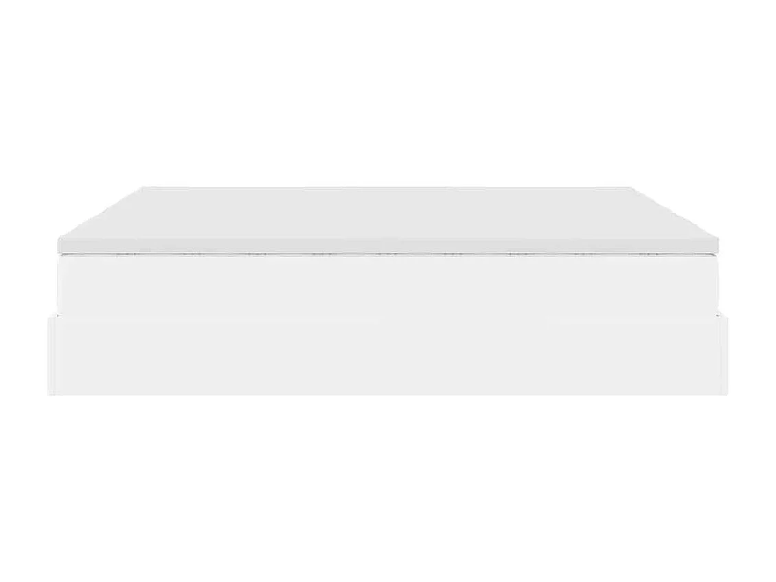 Struttura Letto Pouf con Materassi Bianco 200x200 cm Similpelle