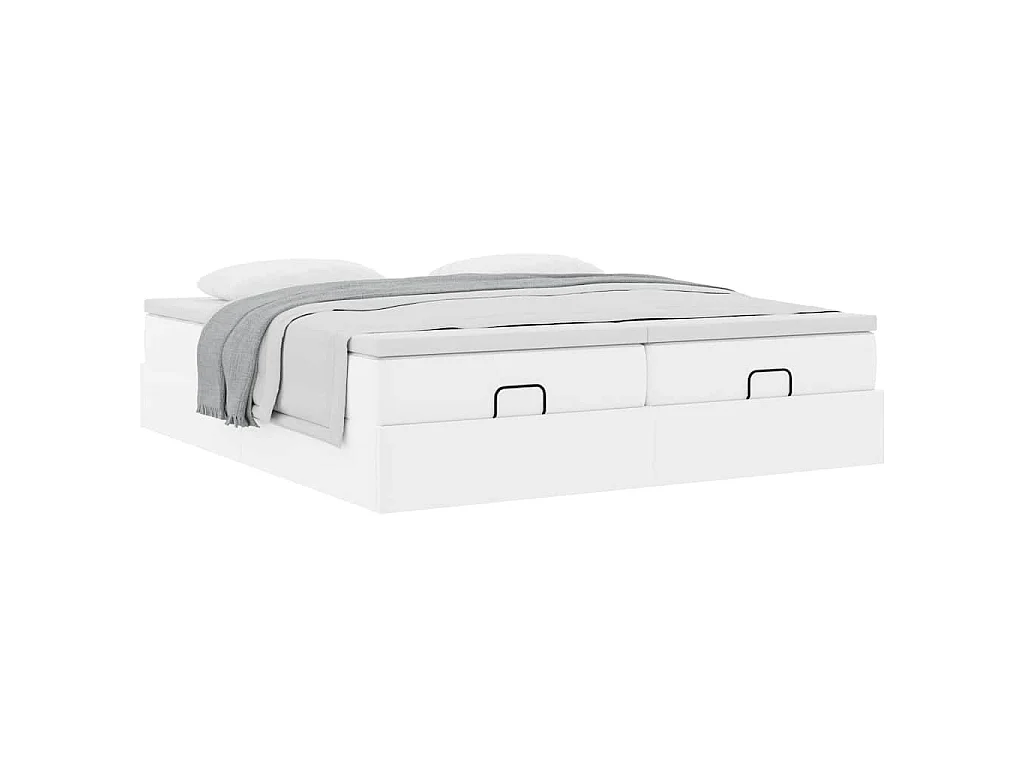 Struttura Letto Pouf con Materassi Bianco 200x200 cm Similpelle