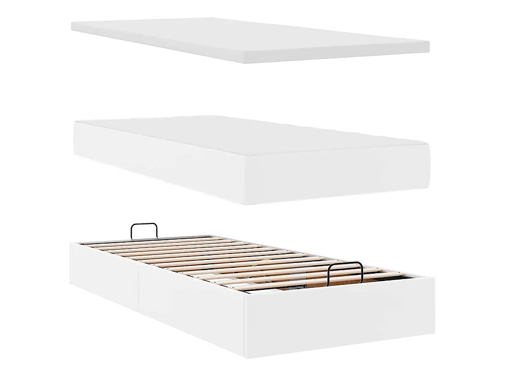 Struttura Letto Pouf con Materassi Bianco 200x200 cm Similpelle