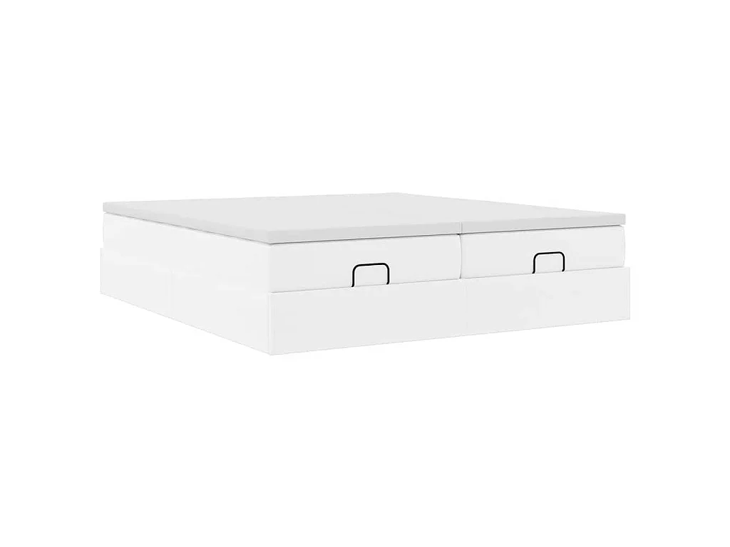 Ottoman-Bett mit Matratzen Weiß 200x200 cm Kunstleder
