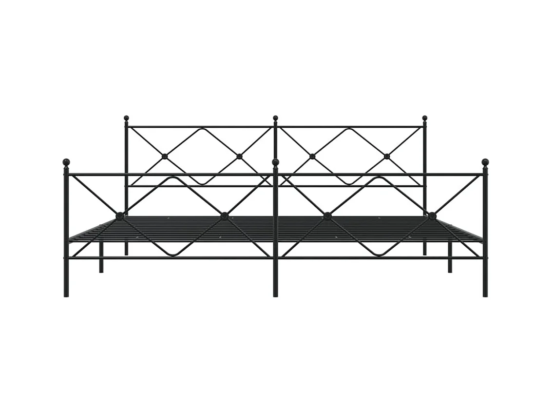 Cadre de lit métal sans matelas avec pied de lit noir 193x203cm