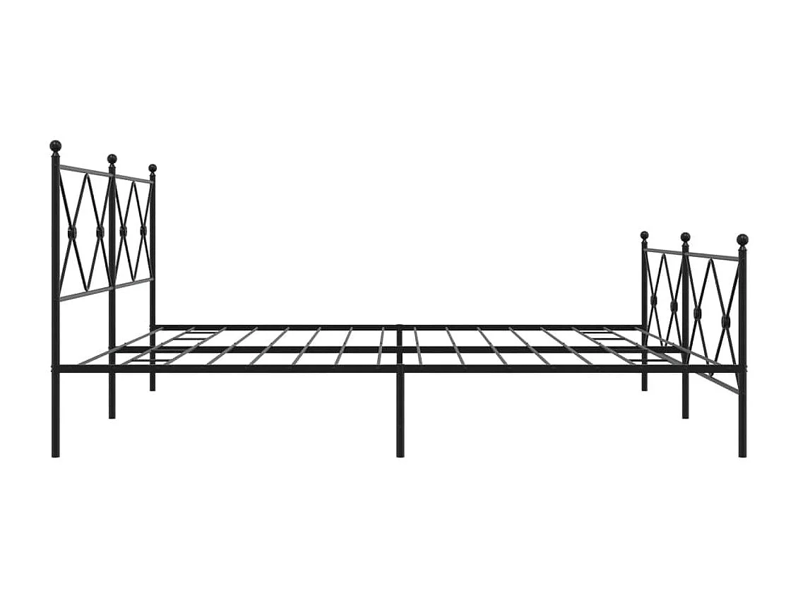 Cadre de lit métal sans matelas avec pied de lit noir 193x203cm