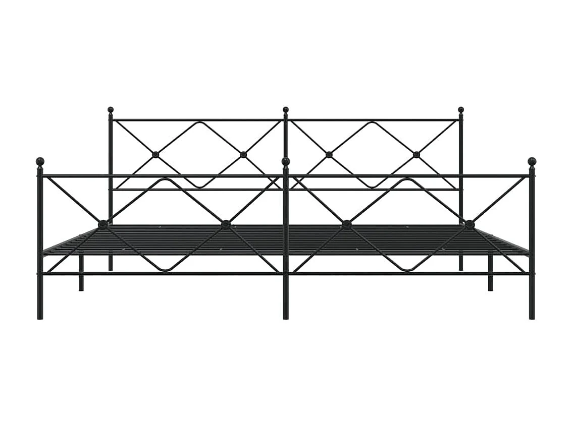 Cadre de lit métal sans matelas avec pied de lit noir 193x203cm