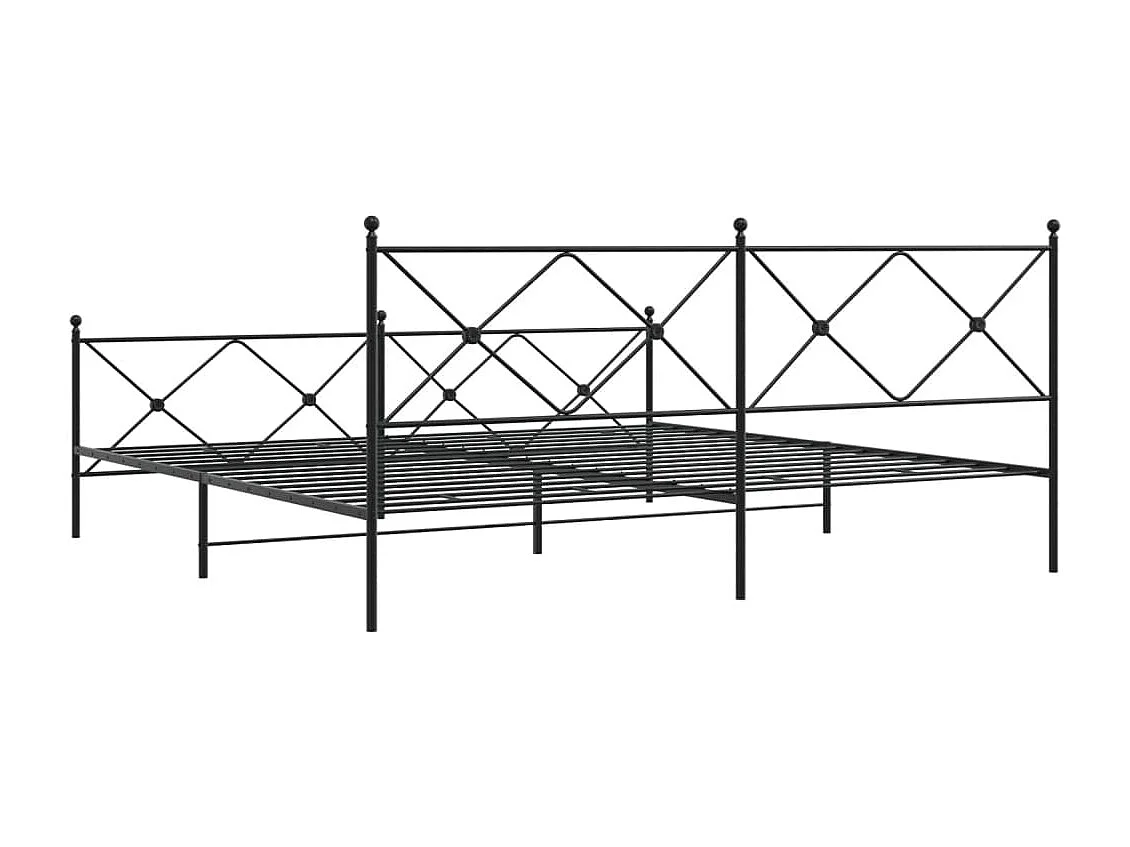 Cadre de lit métal sans matelas avec pied de lit noir 193x203cm