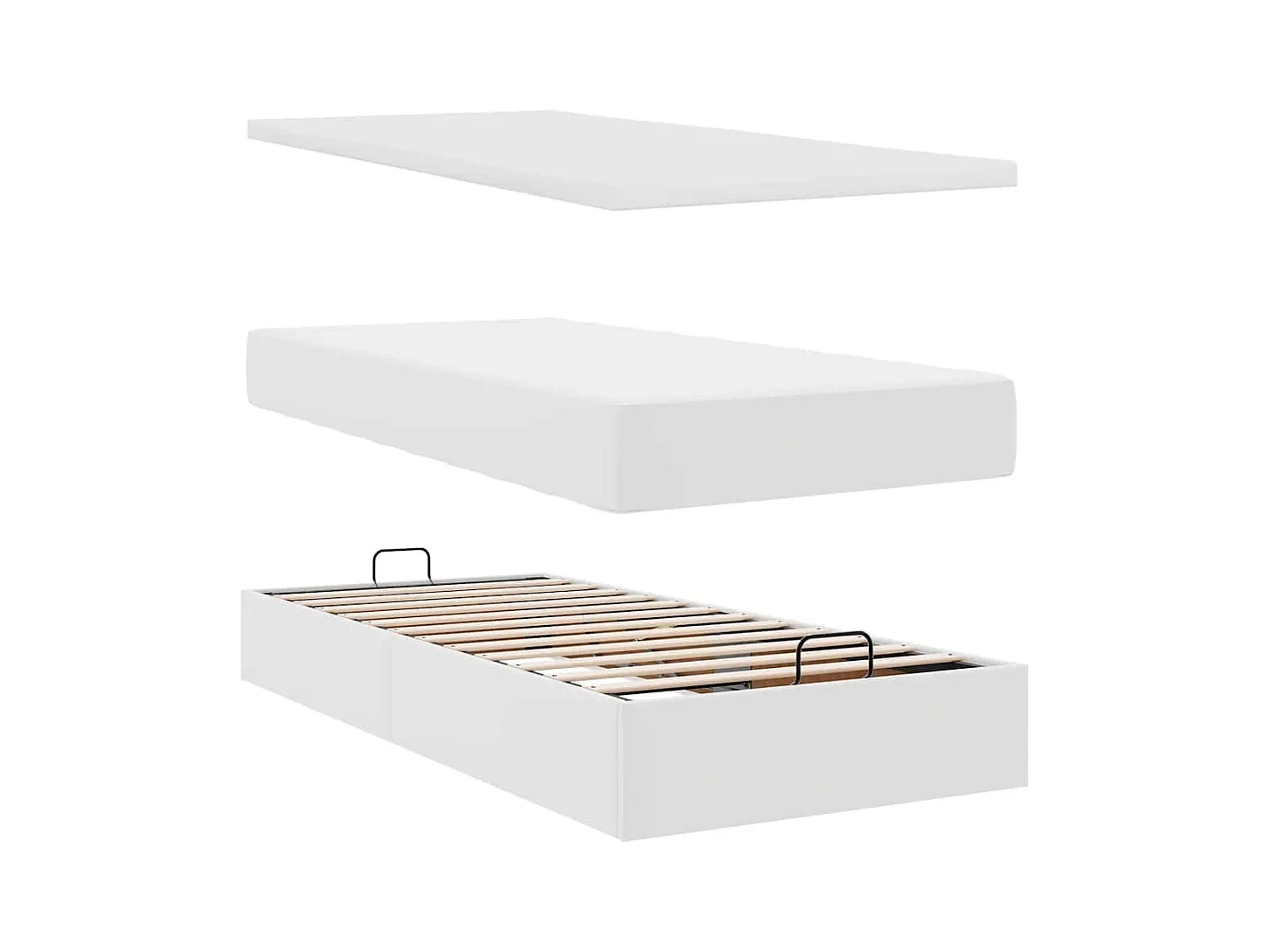 Ottoman-Bett mit Matratzen & LEDs Weiß 200x200 cm Kunstleder