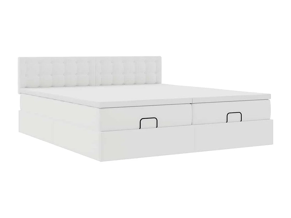Ottoman bed met matrassen en LED's 200x200cm kunstleer wit