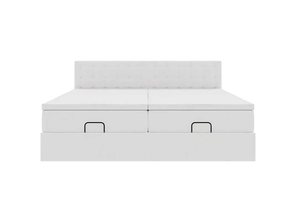 Struttura Letto Pouf con Materassi Bianco 200x200 cm Similpelle