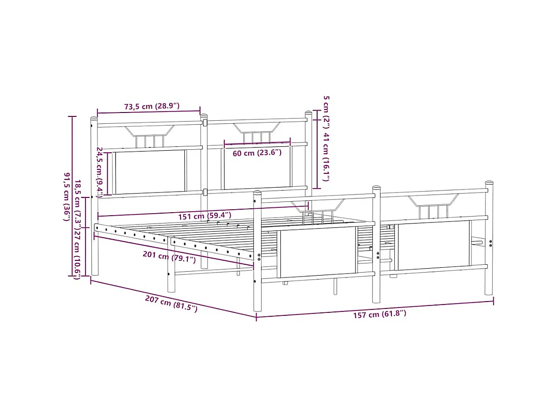 Bettgestell ohne Matratze Räuchereiche 150x200 cm Holzwerkstoff